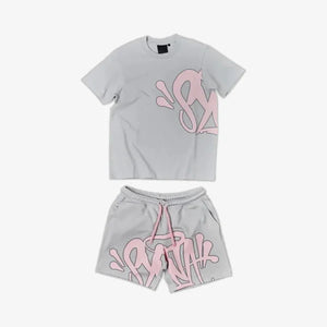Mens Grey/Pink Shorts Set "Syna Wrld"